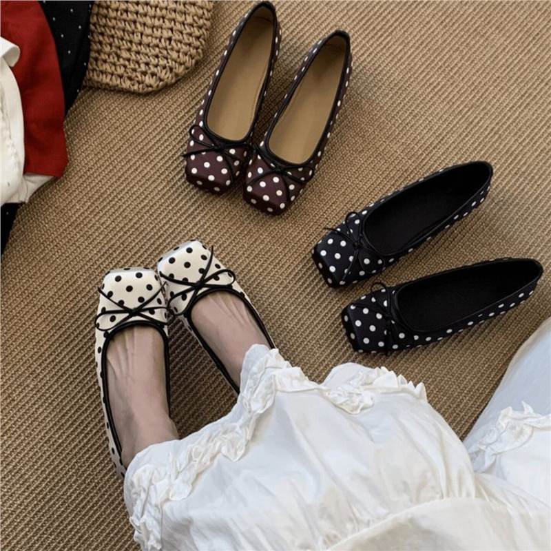 Damen Ballerinas mit Punkten und zarter Schleifenverzierung R&B