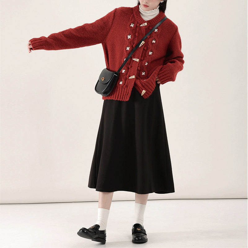 R&B | Strick Strickjacke mit Blumenmuster