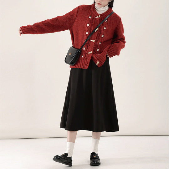 R&B | Strick Strickjacke mit Blumenmuster