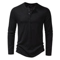 Herren Langarmshirt mit knopflosem V-Ausschnitt und atmungsaktivem Stoff R&B