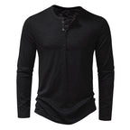 Herren Langarmshirt mit knopflosem V-Ausschnitt und atmungsaktivem Stoff R&B