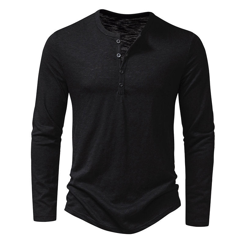 Herren Langarmshirt mit knopflosem V-Ausschnitt und atmungsaktivem Stoff R&B