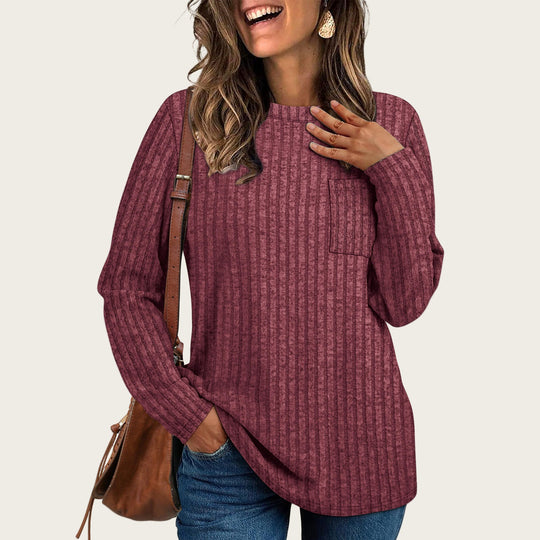 Damen lässiges Langarmshirt mit Streifen R&B