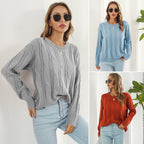 Damen Grobstrickpullover mit einzigartigem Zopfmuster und lässigem Schnitt R&B