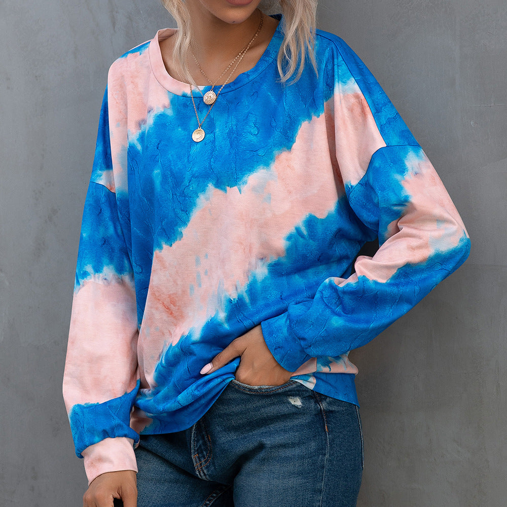 Damen lässiges Tie-Dye Langarmshirt R&B