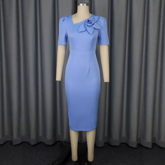 Damen figurbetontes Kleid mit dekorativer Blütenapplikation R&B