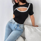 Damen Cut-Out Body mit floralen Details R&B