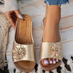 Damen Pantolette mit modischer Perforation und eleganter Blumenapplikation R&B