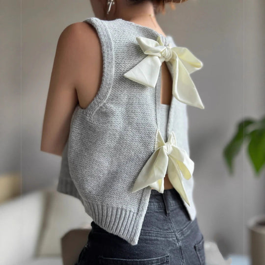 Damen Strickoberteil mit dekorativen Schleifen R&B