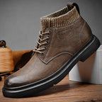 Damen Robuste und stylische Schnürboots mit gestricktem Knöchelbereich