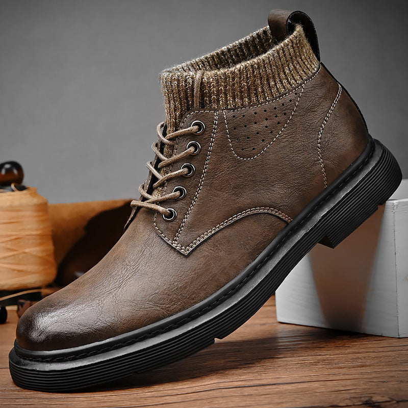 Damen Robuste und stylische Schnürboots mit gestricktem Knöchelbereich