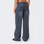 Damen Weite High-Waist Jeans mit praktischen Taschen