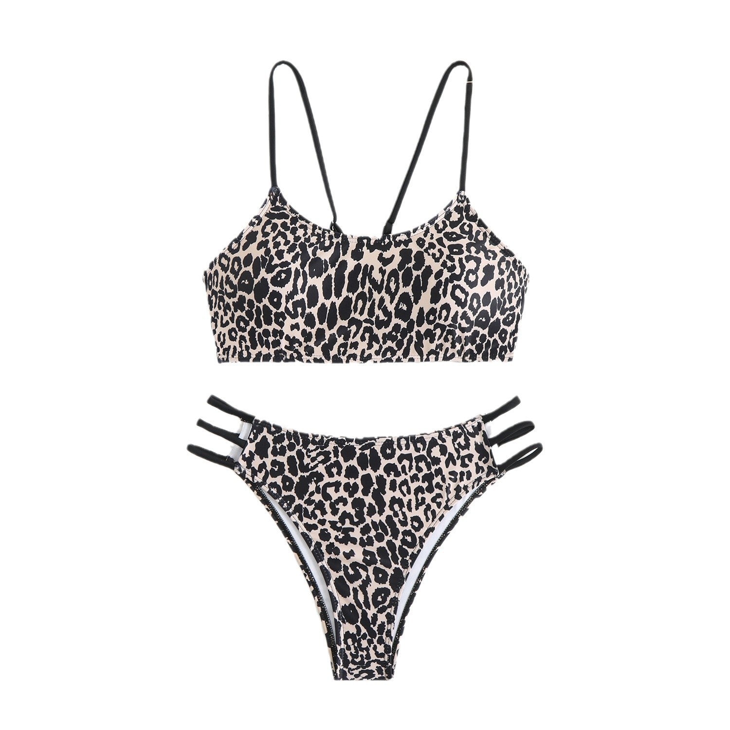 Damen Bikini-Set mit kreativem Leopardenmuster und verstellbaren Trägern R&B