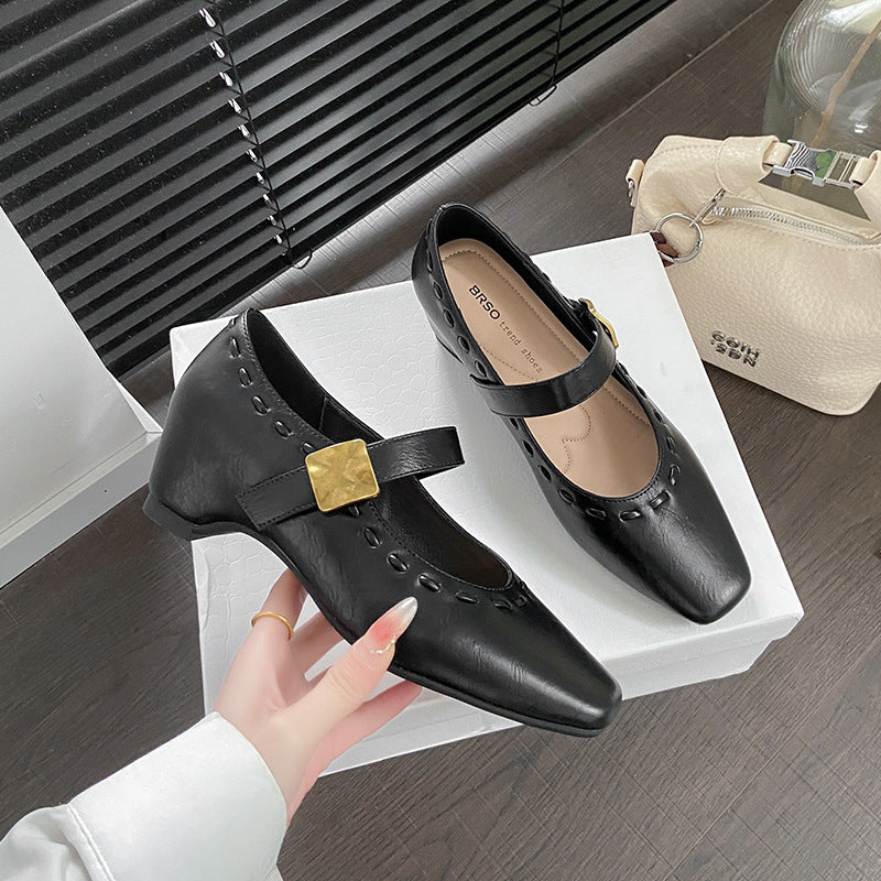 Damen Ballerina-Schuhe mit elegantem Riemchen und modischer Schnalle