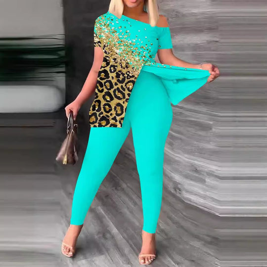 Damen Figurbetonter Jumpsuit mit Off-Shoulder Design und Glamourösen Akzenten R&B