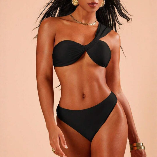 Damen Eleganter einseitiger Bikini mit komfortablem Träger R&B