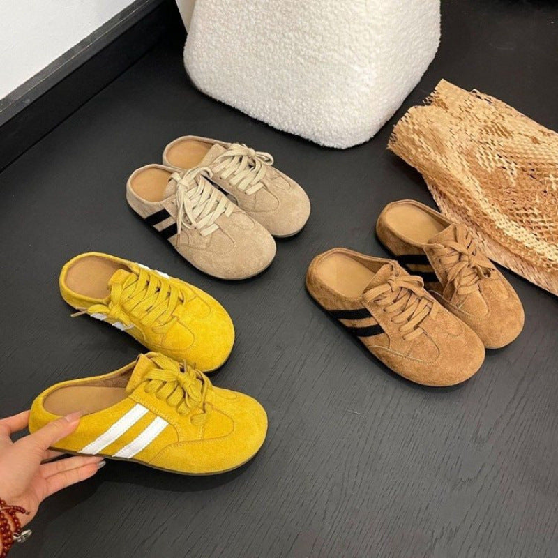 Damen Sneaker Slipper im sportiven Stil mit klassischem Schnürverschluss R&B