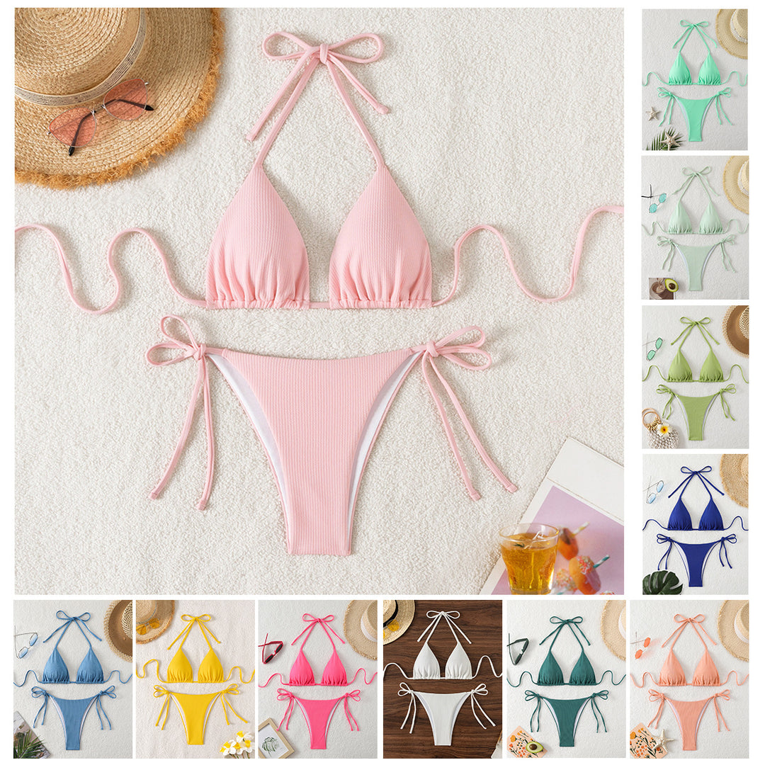 Damen Triangel-Bikini mit verstellbaren Riemen und raffinierten Details R&B