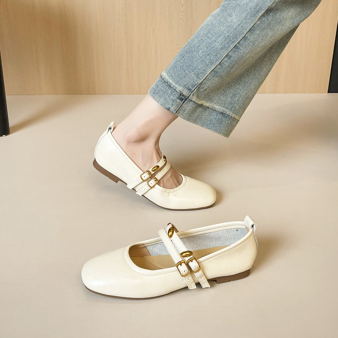 Damen Ballerinas mit doppeltem Riemchen und eleganter Schnallenverzierung R&B