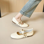 Damen Ballerinas mit doppeltem Riemchen und eleganter Schnallenverzierung