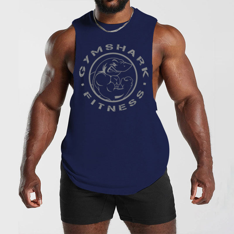 Herren nan ärmelloses Muskelshirt mit extra tiefen Armöffnungen und großem Logodruck R&B