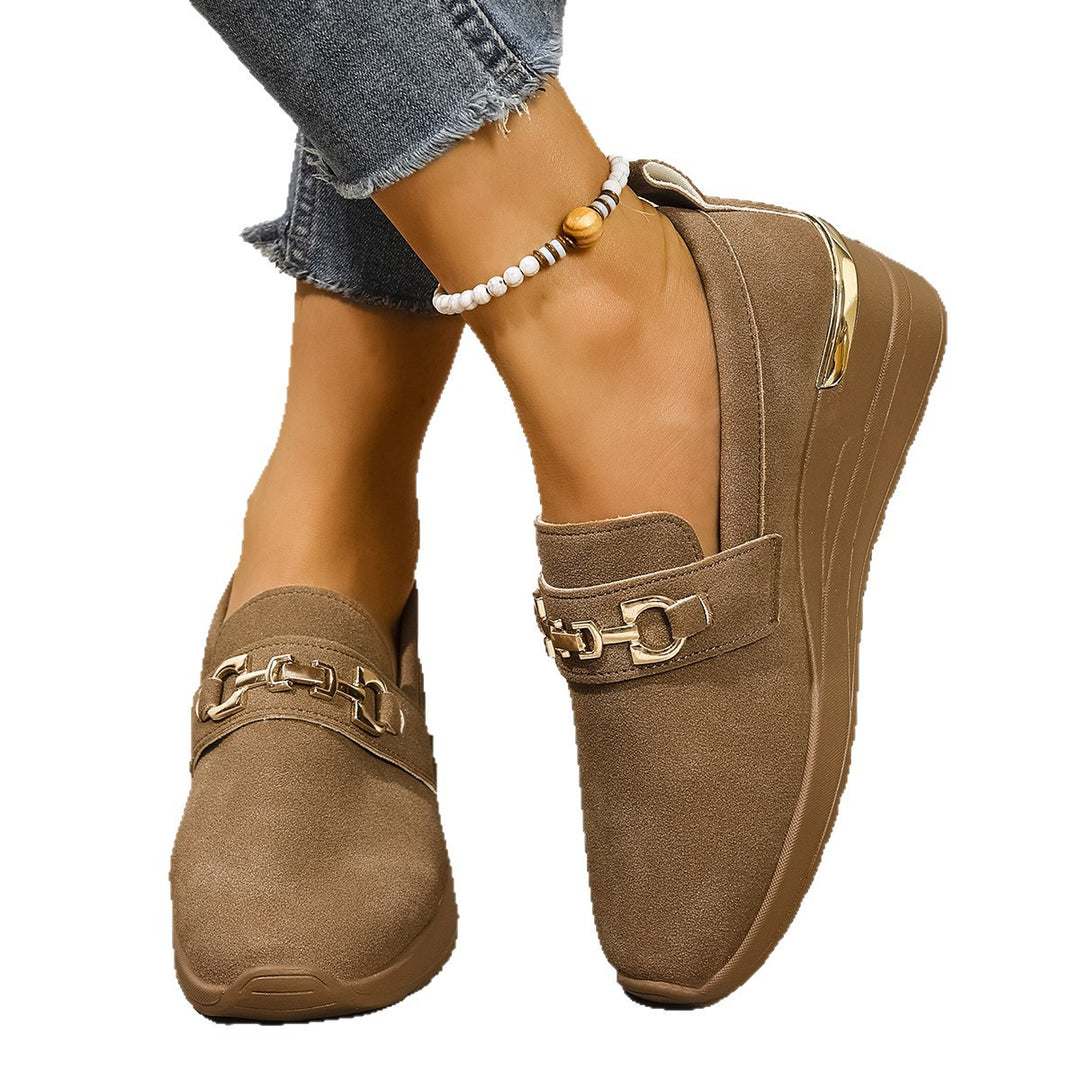 Damen modische Slip-On Sneakers mit glitzernder Schnallenverzierung R&B