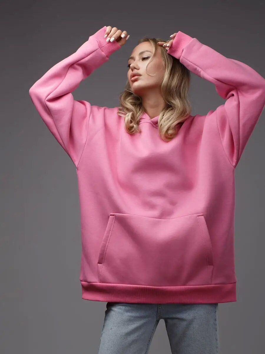 Damen Kuscheliger Oversized Hoodie mit Kängurutasche