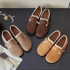 Damen Bequeme Hausschuhe mit dekorativem Riemen und weichem Innenfutter R&B