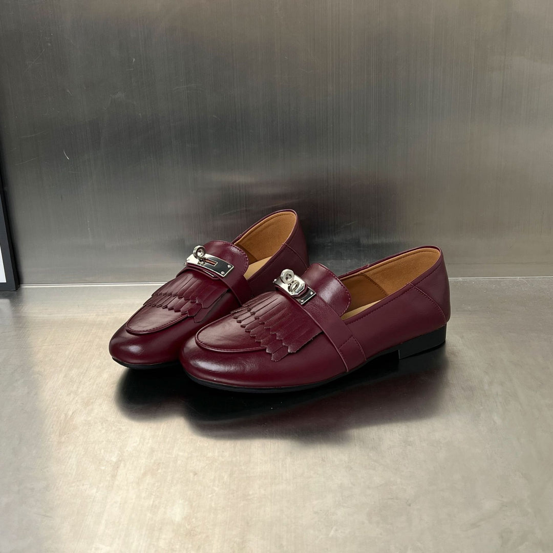 Damen Mokassins mit modischen Fransen und elegantem Schnallen-Detail R&B