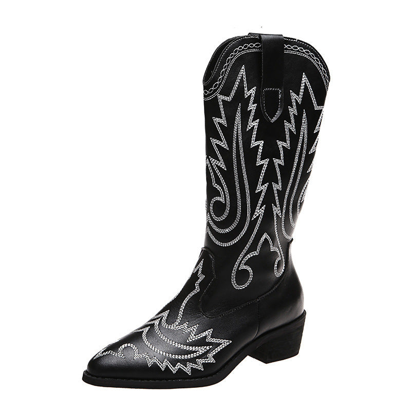 Damen Cowboy-Stiefel mit modischen Verzierungen und elegantem Absatz R&B