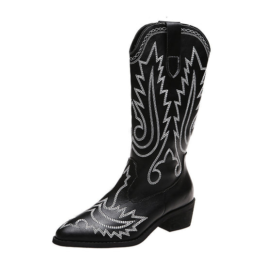 Damen Cowboy-Stiefel mit modischen Verzierungen und elegantem Absatz R&B