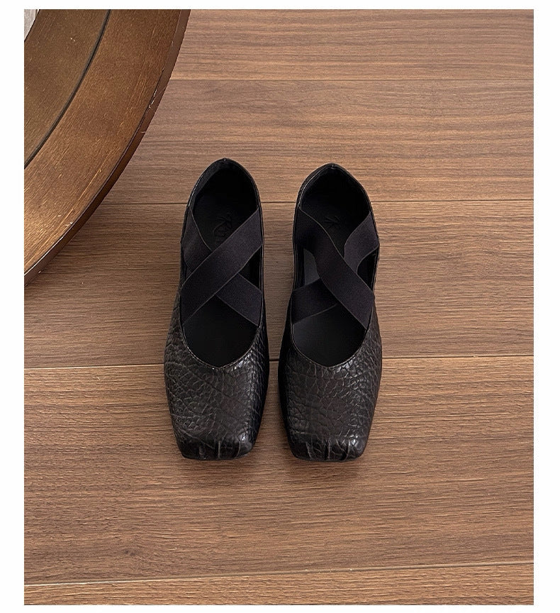 Damen Elegante Ballerinas mit dehnbarem Überkreuz-Riemen R&B