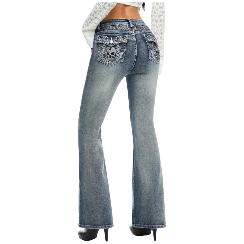Damen Bootcut Jeans mit verzierten Taschen R&B