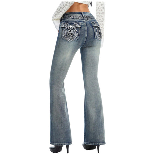 Damen Bootcut Jeans mit verzierten Taschen R&B