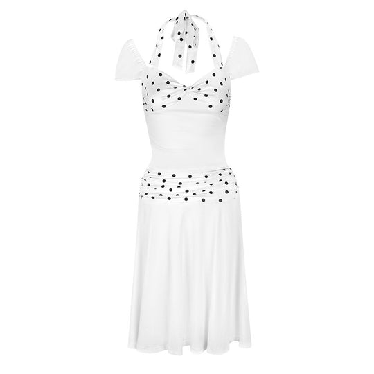 Damen Wickelkleid mit Spaghetti-Trägern und modischem Punktemuster R&B