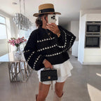 Damen modischer Pullover mit weitem Schnitt und strukturiertem Design R&B
