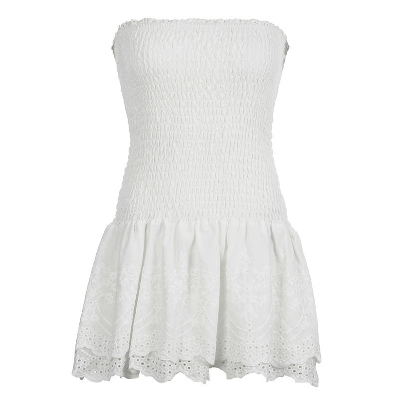 Damen Sommerliches Trägerkleid mit voluminösem Rüschensaum R&B