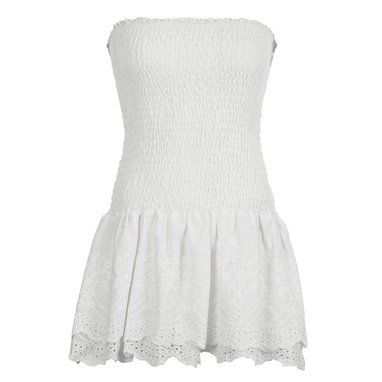 Damen Sommerliches Trägerkleid mit voluminösem Rüschensaum R&B