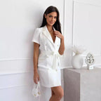 Damen Blusenkleid mit tailliertem Schnitt und dekorativem Knopfverschluss R&B