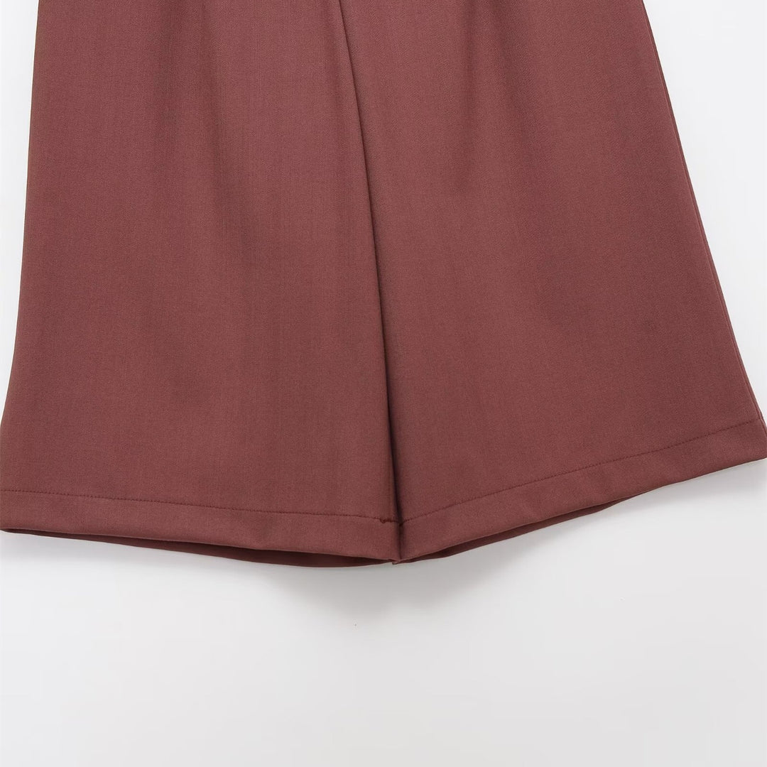 Damen weite Hochbund-Shorts mit eleganter Faltenlegung R&B