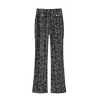 Damen elegante Karohose mit schmalem Schnitt und dekorativen Knöpfen R&B