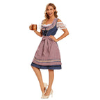Damen nan traditionelles Trachtenkleid mit Schnürmieder, Spitzenärmeln und karierter Schürze R&B