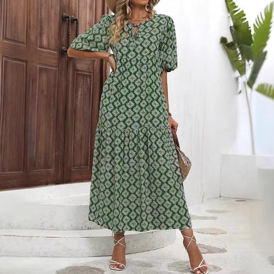 Damen Freizeit Maxikleid mit einzigartigem Mustermix Heidi-Mode