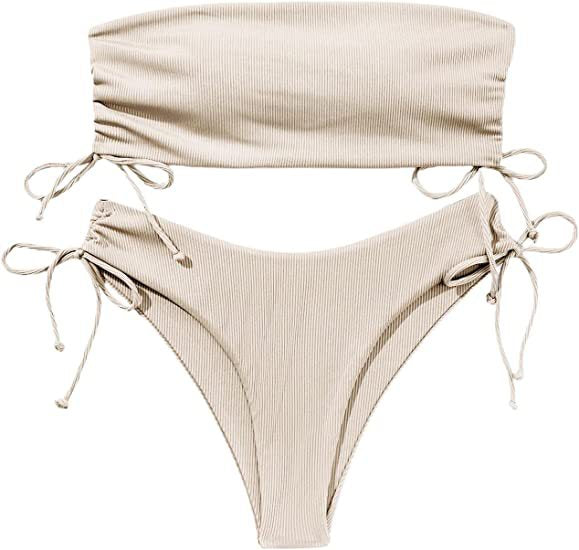 R&B | Split Solid Color Tube Top Bikini