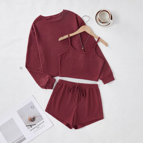 Damen Komfortables Lounge-Set mit kurzem Oberteil und Shorts R&B