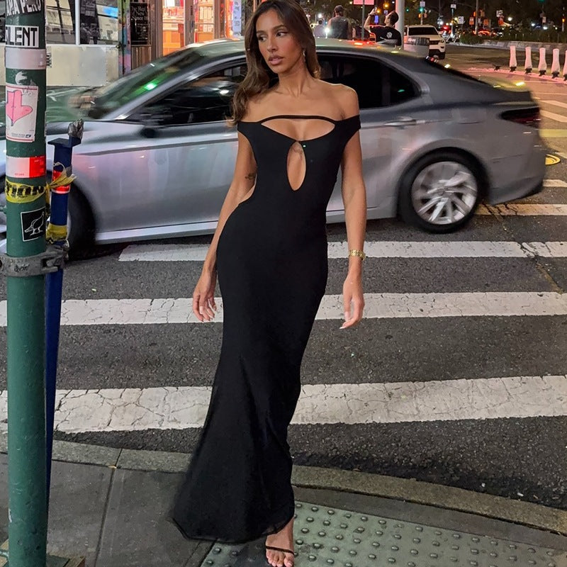 Damen Elegantes Wickelkleid mit Off-Shoulder Design und geschlitztem Rücken R&B