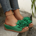 Damen Komfortable Slides mit dekorativem Blumen-Design R&B