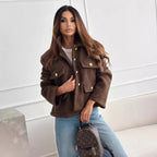 Damen-Plüsch-Strukturjacke mit Utility-Taschen