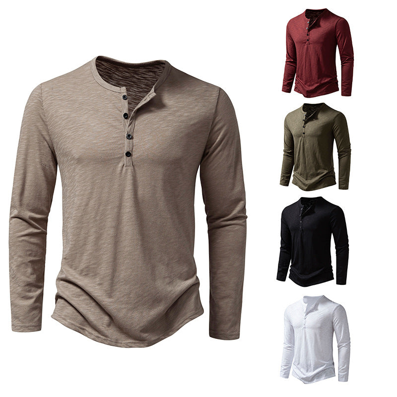 Herren Langarmshirt mit knopflosem V-Ausschnitt und atmungsaktivem Stoff R&B