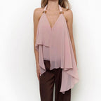 Damen Chiffonoberteil mit asymmetrischem Schnitt und Glanzdetails R&B